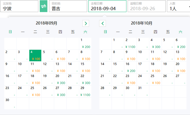 国庆节后机票价格大跳水