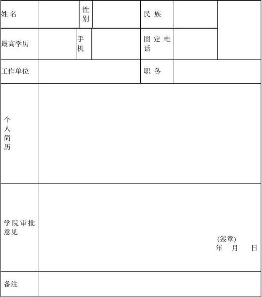 大学生就业创业导师推荐表
