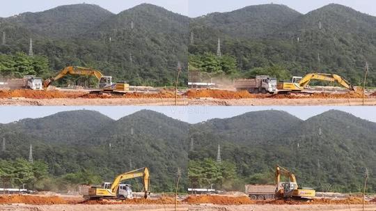 挖土机挖土黄土高清实拍视频素材