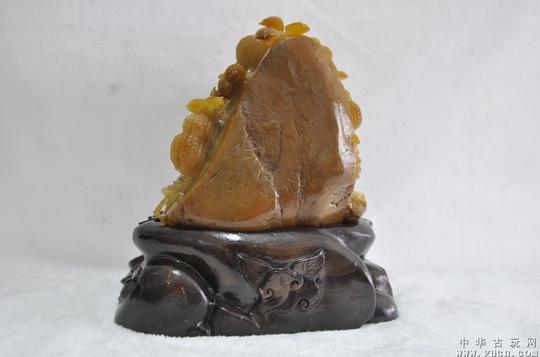 天然玉石装饰品西峡黄蜡石摆件【生意兴隆】玉器摆件