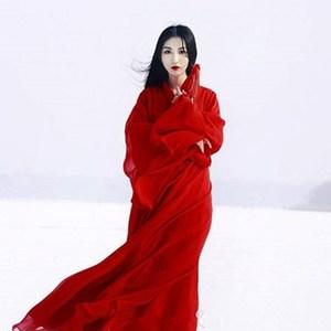 。魏晋风心魄汉服女装红色红纱长袍古装cos女侠嫁衣cospaly抖音将