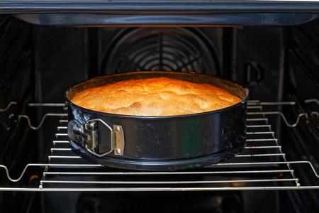 自制糕点夏洛特派与苹果在烤箱烹调在家庭烹调图片