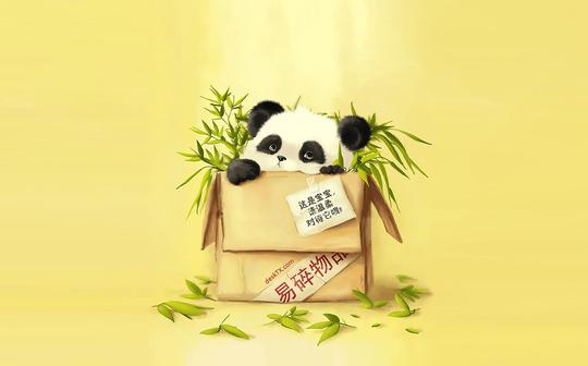 爱护熊猫,珍惜熊猫,保护动物公益ppt背景图片.
