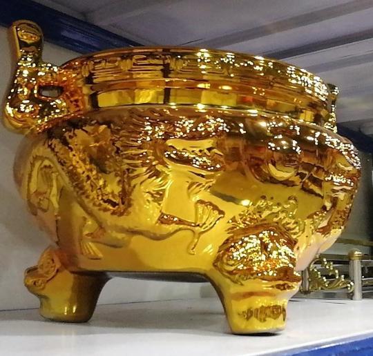 20寸陶瓷镀金大香炉批发佛具佛教祠堂老爷庙关公财神庙潮汕香炉碗