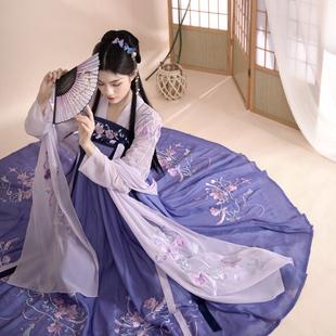 汉元素原创正品幽兰汉服女对襟6米齐胸襦裙魏晋风白菜现货新夏季模板
