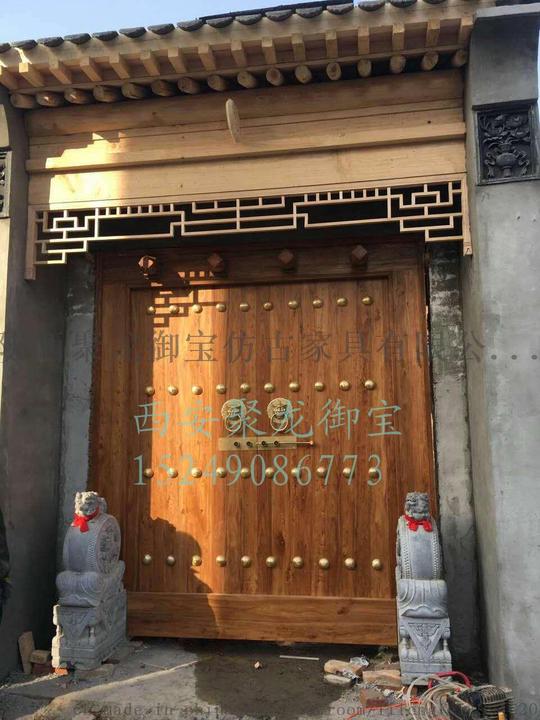 西安仿古大门尺寸,农村中式门价,铜钉大门效果图