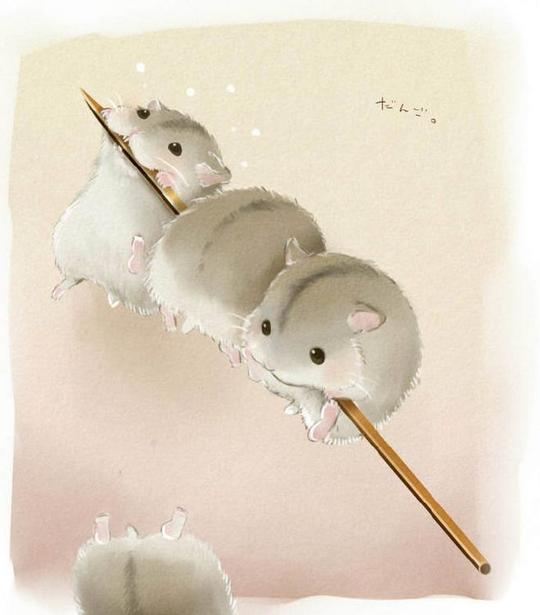 动漫资源社#画师仮名ゆたか画笔下的仓鼠太可爱了!