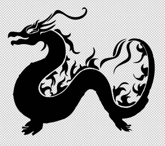 纹身应用软件龙纹身png剪贴画单色颜色贴纸虚构人物剪影模