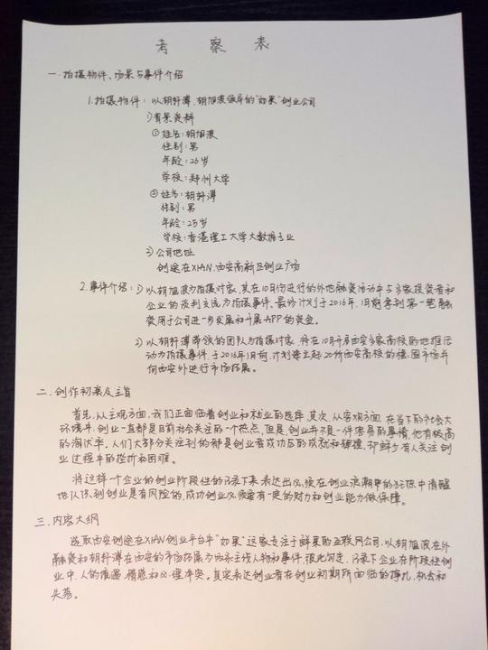 创业项目考察表_薪火纪录片工作室_新浪博客