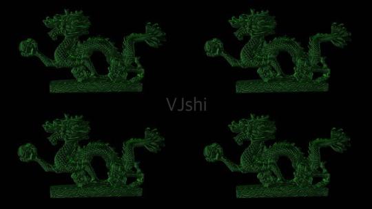 透明通道翡翠玉石龙雕塑视频素材