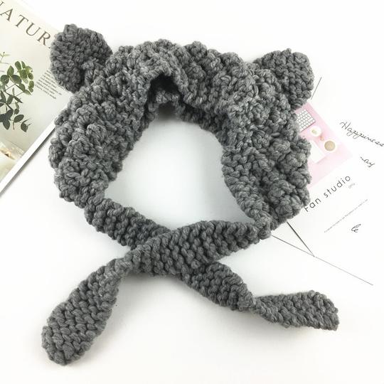欧美风可爱卖萌猫耳朵毛线发带韩版秋冬护耳恶魔角手工针织帽