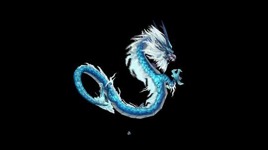 蓝色的龙飞龙黑屏抠像透明通道后期特效视频素材