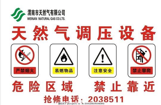 燃气调压设备中国燃气设施安全天然气安全燃气警示牌图片素材