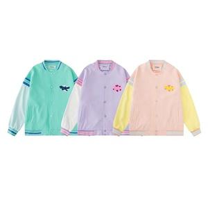 小熊毛巾绣字母拼接棒球服夹克情侣新款潮牌宽松百搭休闲外套ins