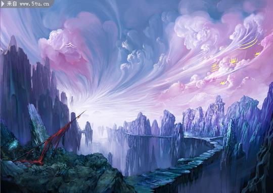 封神榜游戏风景油画图片素材