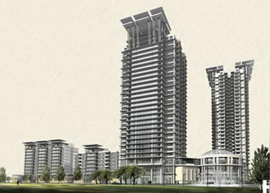 高层顶部的屋顶商务花园.
