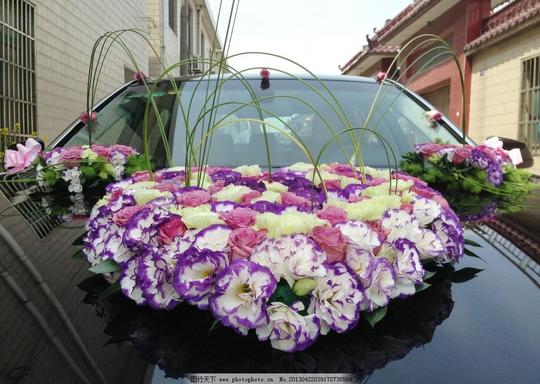 车花婚礼头车花心形花型婚车鲜花婚礼素材爱心摄影