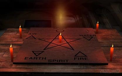 蜡烛空间木异教徒五角星空气精神地球火符号