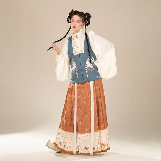【如逸】秋池原创汉服明制印花马面裙立领正品白菜拜年绣花女秋冬