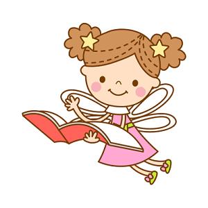 卡通小女孩阅读矢量素材