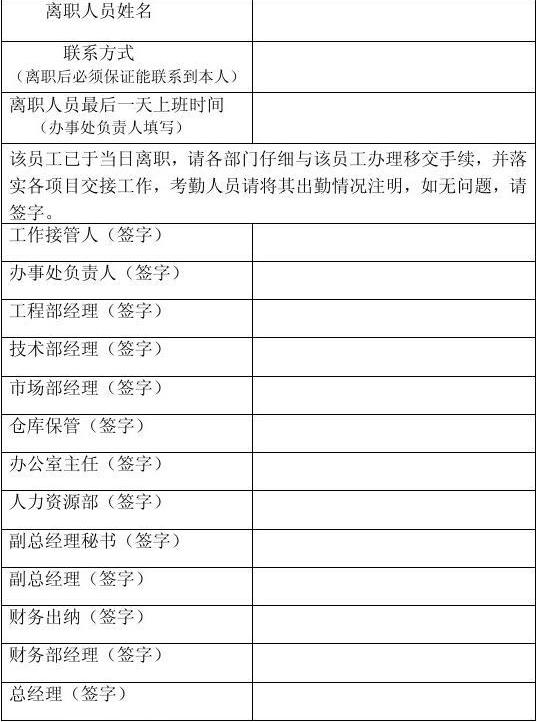 档案移交清单设备移交清单物品移交清单离职工作交接表工作移交