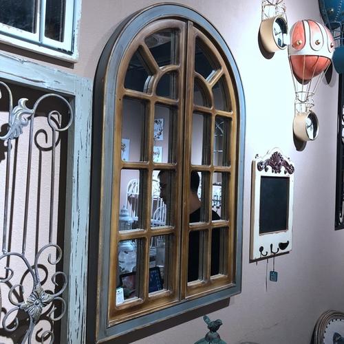 拱形窗户镜欧式复古做旧墙面装饰假窗拉升空间感咖啡厅阳台花园