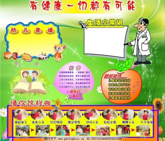 幼儿园展板卡通素材生活小常识幼儿园宣传栏幼儿园展板模板下载