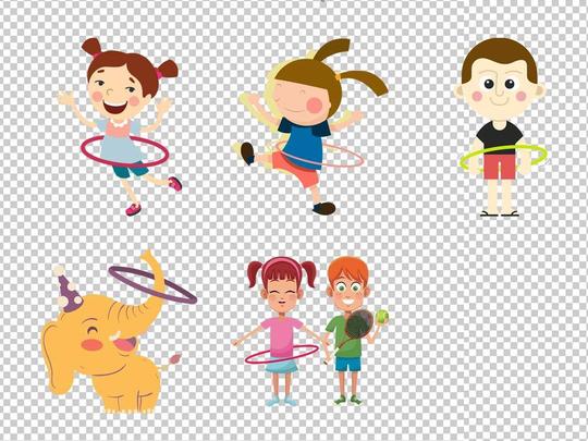 幼儿园运动旋转呼啦圈健身锻炼运动免扣素材