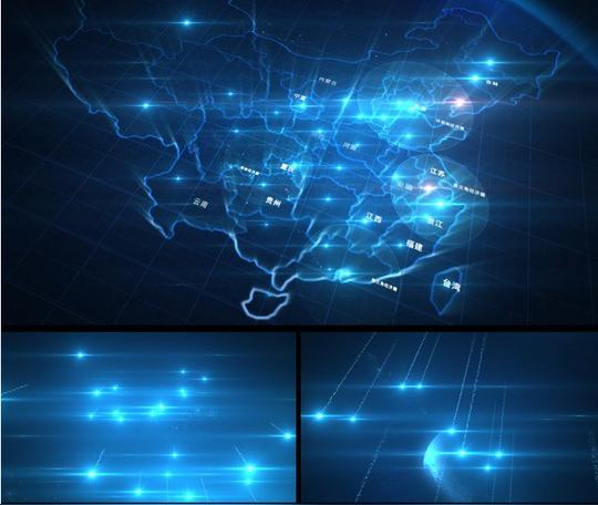 大气震撼企业公司片头蓝色科技中国地图ae视频模板素材
