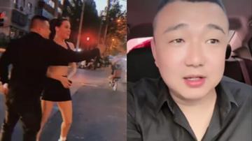 谷爱凌跑步被拦强行合影图片