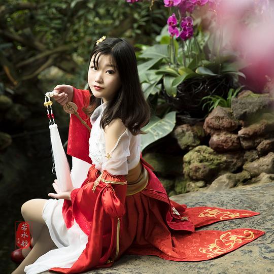 若水舫-天涯明月刀沧海烟霞少女cosplay女服装萝莉短古红古装游戏