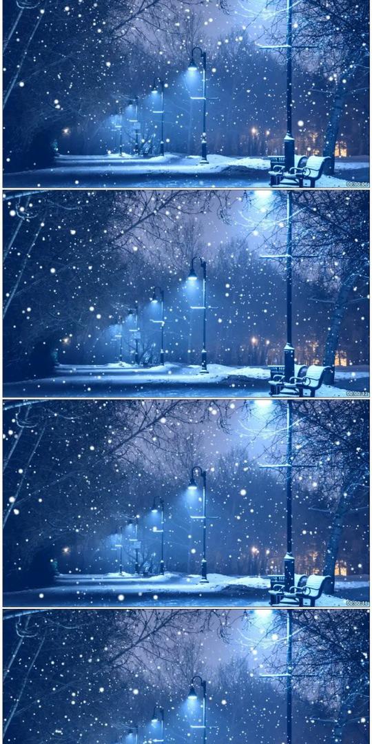 唯美伤感下雪街景夜晚高清led视频素材