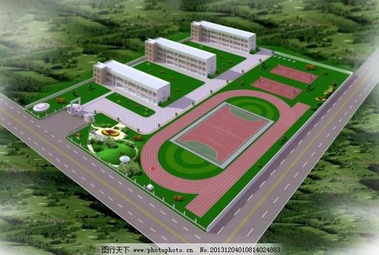 小学俯视图操场建筑设计鸟瞰图效果图学校源文件小学俯视图素材下载