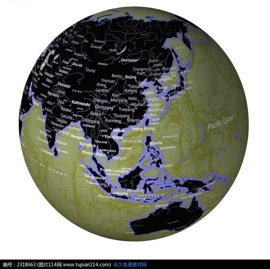 黑色的地球地图