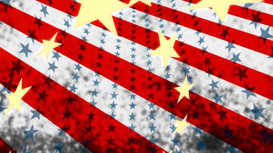 美国风国旗飘扬视频素材