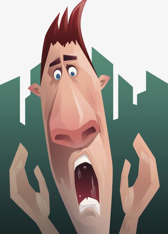 呐喊的人,惊恐,大叫,惊慌失措,插画