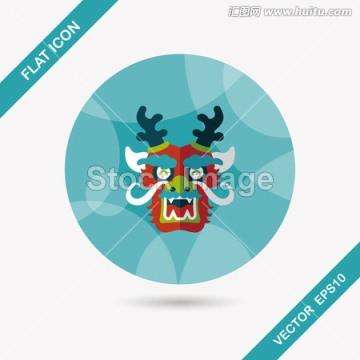 中国新年的扁平化图标和长长的影子，eps10，龙--汇图网huitu.com