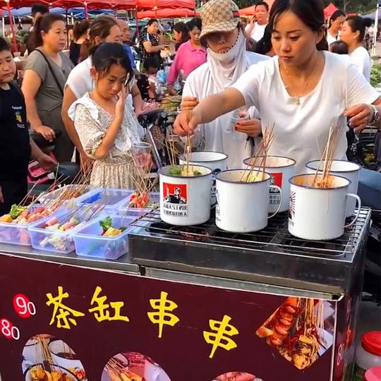 网红茶缸串串摆摊小吃车设备商用关东煮创业机器流动地摊移动火锅