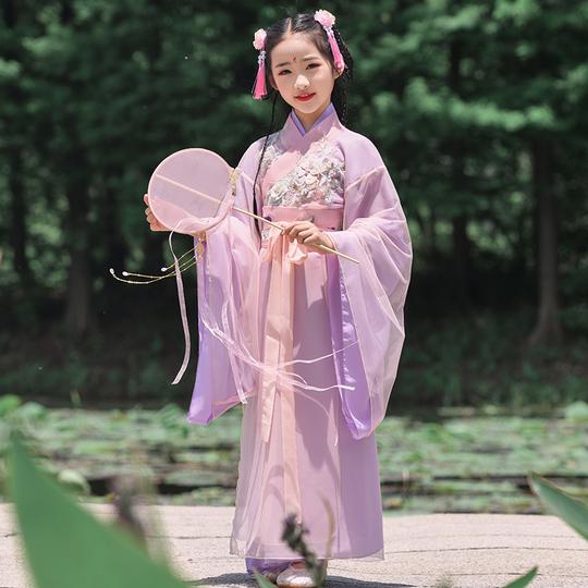 女童汉服春装2019新款儿童汉服女童古装超仙紫色10岁女童汉服夏装