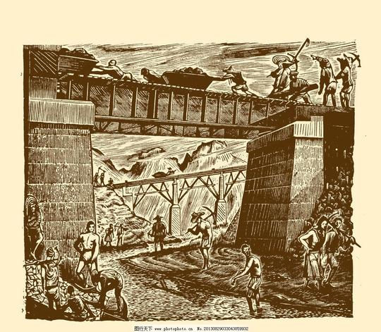 抗战木刻抗日战争版画木版画黑白画革命psd分层素材源文件30