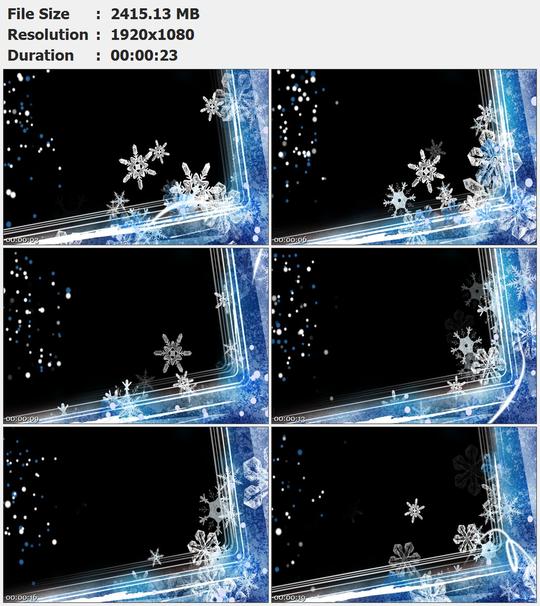 下雪雪花冰雪唯美视频边框带通道透明特效高清视频素材