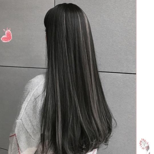 假发女抖音英伦学院风新款现货网红挑染黑长直圆脸整顶全头长发