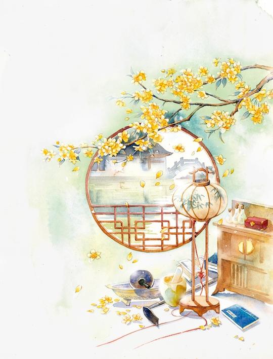 唯美古风手绘插画html素材网