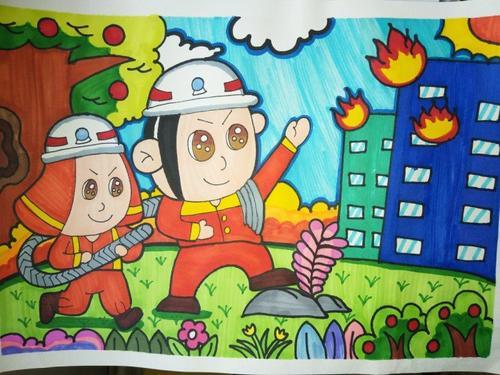 儿童画消防员,儿童画消防员救火绘画,儿童画消防员简笔画