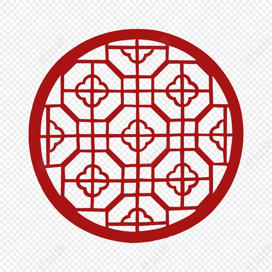 古代门窗圆形窗户红色中式素材标签:免抠素材古风中国风花纹边框