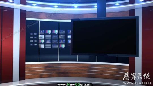 红色主播台背景的虚拟演播室高清视频素材-会