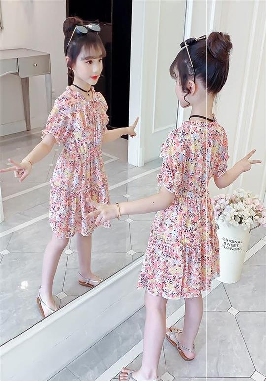 【歌旗直播宠粉日】女童碎花连衣裙2020新款夏装洋气雪纺儿童夏