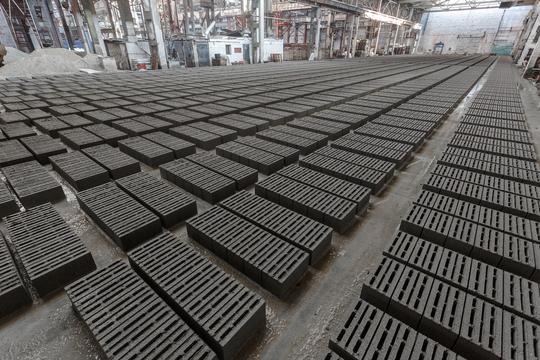 一堆,灰色,砖,制造,水泥,工厂,建筑
