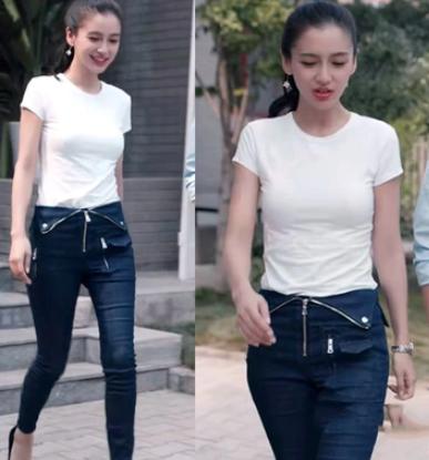 创业时代杨颖那蓝同款高腰牛仔裤女春秋2019韩版显瘦黑色休闲裤子