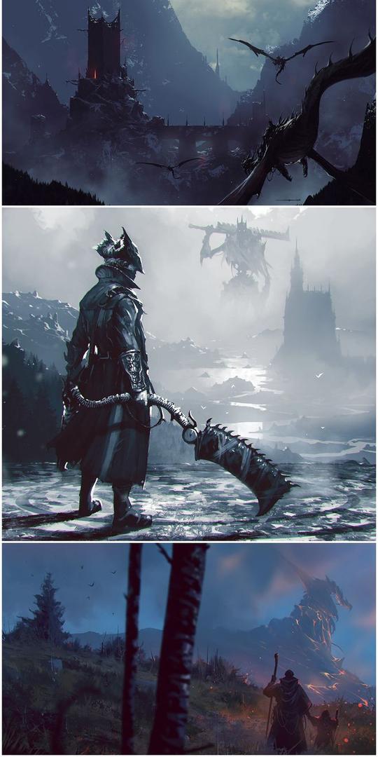 游戏美术素材魔幻风角色场景原画插画气氛图视频教程cg参考设定高清图库带22个加速视频